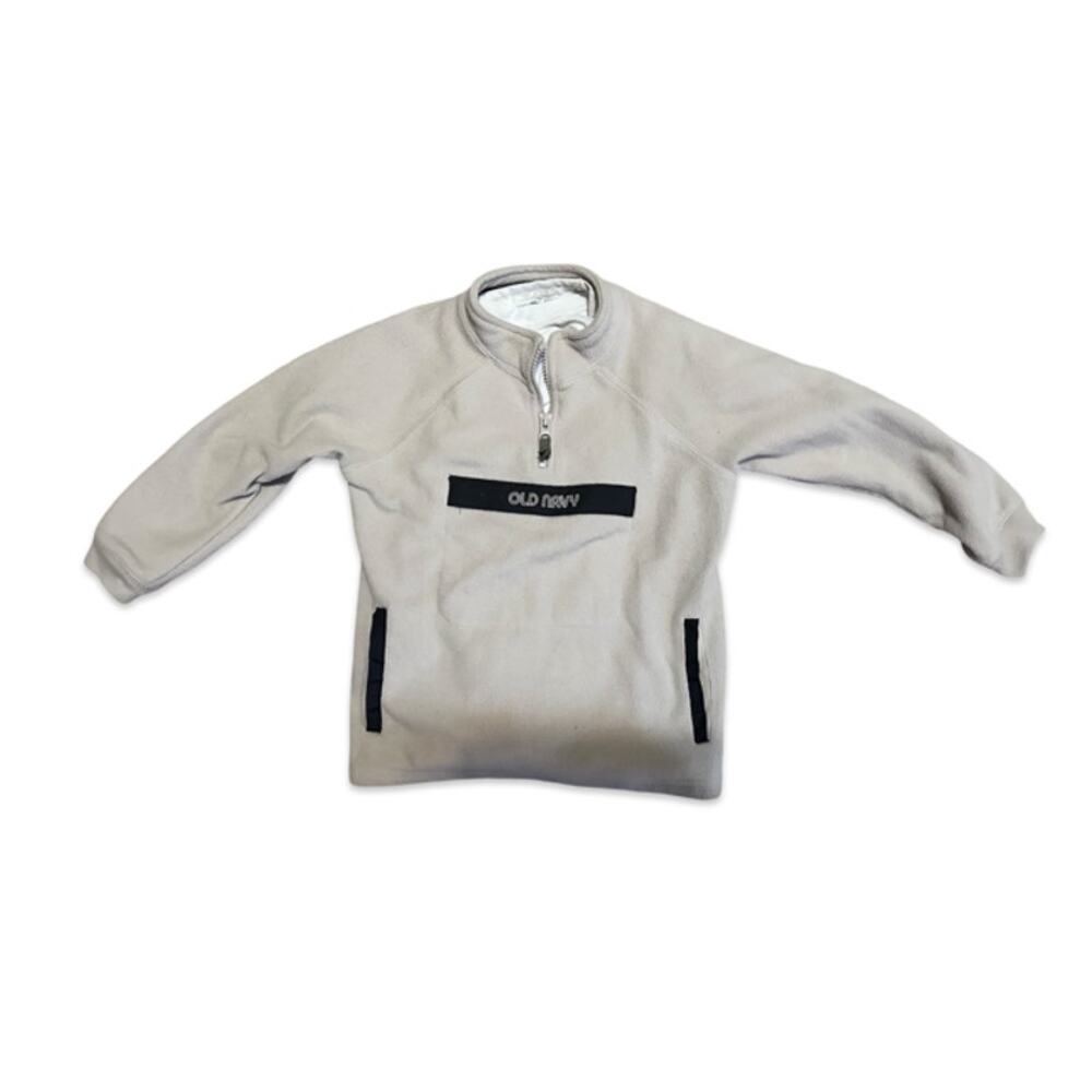 Old Navy Fleece Pullover 4T Beige Quarter Zip +  White Tee